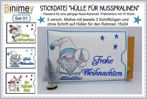Stickdatei Hülle für Nusspralinen - Weihnachten Set 1 [Digital]