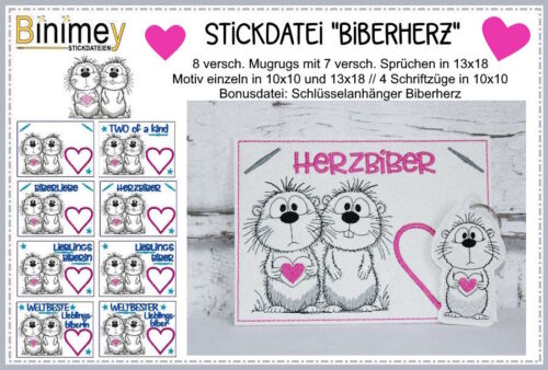Stickdatei BiberHerz von binimey