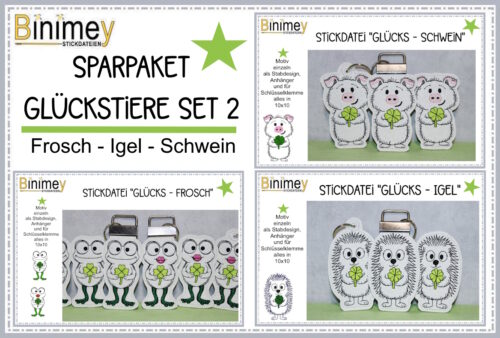 Stickdatei Glueckstiere von Binimey