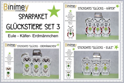 Stickdatei Glueckstiere Set 3 von binimey