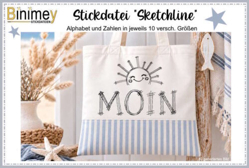 Stickdatei SketchLine- Alphabet und Zahlen in 10 Größen [Digital]